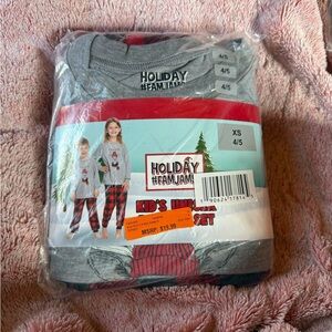 Kids Pajama Set - Gray and Red holiday fam jams